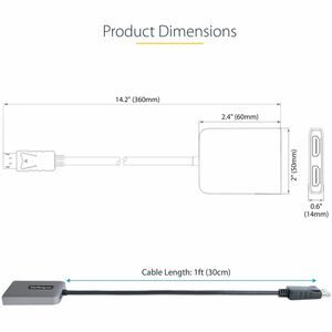 StarTech.com DP to Dual HDMI MST HUB, Dual HDMI 4K 60Hz, 2 Port DisplayPort Multi Monitor Adapter with 1ft/30cm Cable, DP 