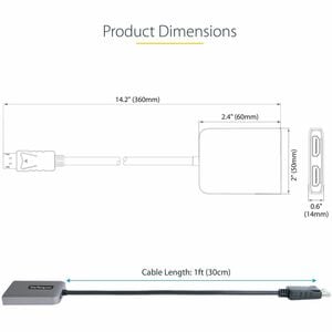 StarTech.com DP to Dual HDMI MST HUB, Dual HDMI 4K 60Hz, 2 Port DisplayPort Multi Monitor Adapter with 1ft/30cm Cable, DP 