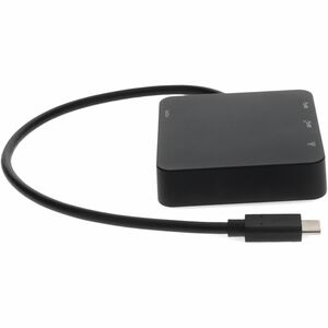 AddOn 8in USB C Male to USB C 3.1, HDMI 4K, USB A 3.1 Gen 2, and RJ-45 Female Black Hub - This is a 8in USB-C Male to USB 