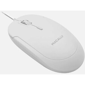 Macally USB-C Optical Quiet Click Mouse for Mac/PC White (UCDYNAMOUSEW) - Optical - Cable - White, Silver - USB Type C - 2