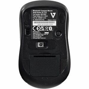 V7 MW150BT Mouse - Bluetooth - Optical - 3 Button(s) - Black - Wireless - 9.14 m - 1000 dpi - Symmetrical - AAA Battery Su
