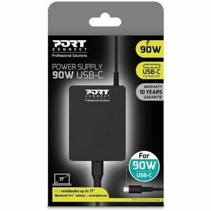 Port Connect 90 W AC Adapter - 1 Pack - Universal Adapter - For PC, MAC, MacBook - 120 V AC, 230 V AC Input - 5 V DC, 9 V 