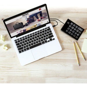 Port Keypad - Cable Connectivity - USB Type C, USB Type A Interface - Black - Scissors Keyswitch - Notebook, Desktop Compu