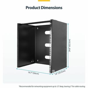 StarTech.com 14U Wall Mount Rack, 14in Deep, 19 inch Wall Mount Network Rack, Wall Mounting Patch Panel Bracket for Switch