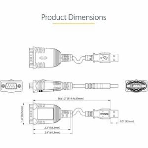 StarTech.com 1P3FP-USB-SERIAL. Anschluss 1: DB-9, Anschluss 2: USB Typ-A, Kabellänge: 0,91 m. Produktfarbe: Schwarz