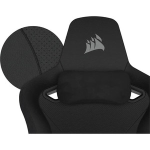 Corsair TC200 Gaming Chair - Plush Leatherette - Black/Black - For Gaming - Leatherette, Steel, Foam, Memory Foam - Black