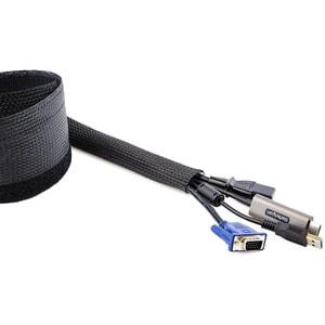 StarTech.com 10ft (3m) Cable Management Sleeve, Braided Mesh Wire Wraps/Floor Cable Covers, Computer Cable Manager/Cord Co