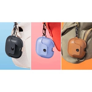 Twelve South AirSnap Carrying Case Apple AirPods (Gen 3) - Black - Top Grain Leather, Nylon, Metal Body - Wrist Strap, Cli