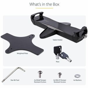 StarTech.com VESA Mount Adapter for Tablets 7.9 to 12.5in, Up to 2kg /4.4lb, 75x75/100x100, Universal Anti-Theft Tablet VE