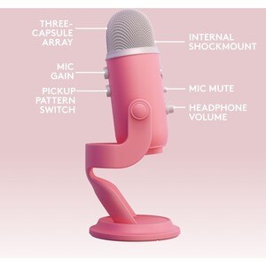 Blue Yeti Wired Microphone - Pink Dawn - Shock Mount, Desktop, Stand Mountable - USB