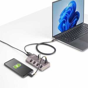 Hub USB-C avec Auto-Alimenté à 4 Ports - Hub USB Type C vers USB-A pour PC - Hub USB 3.0 5Gbps avec Alimentation 4 Ports -