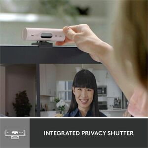 Logitech Brio 500 Full HD webcam, auto framing, noise-reducing mics, privacy shutter, streaming & video calling, Rose - 19