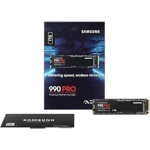 Samsung 990 PRO. SSD capacity: 1 TB, SSD form factor: M.2, Read speed: 7450 MB/s, Write speed: 6900 MB/s, Component for: P