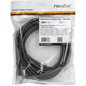 Rocstor DisplayPort/VGA Video Cable - 12 ft DisplayPort/VGA Video Cable for Video Device, TV, Projector, Notebook, Desktop