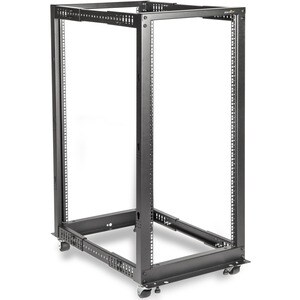 Rocstor SolidRack 25U Adjustable Depth Open Frame 4 Post Rack w/ Casters - Adjustable mounting depth of 23.5in-41in & 25.1
