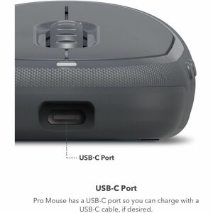 ZAGG Pro Mouse - Bluetooth, Universal - Grey - Bluetooth Mouse that can pair to multiple devices at once, Charge by either