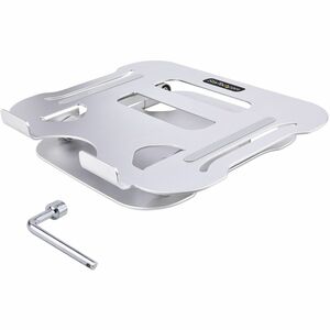 StarTech.com Laptop Stand for Desk, Ergonomic Laptop Stand Adjustable Height, Aluminum, Up to 22lb/10kg, Foldable Notebook