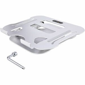 StarTech.com Laptop Stand for Desk, Ergonomic Laptop Stand Adjustable Height, Aluminum, Up to 22lb/10kg, Foldable Notebook