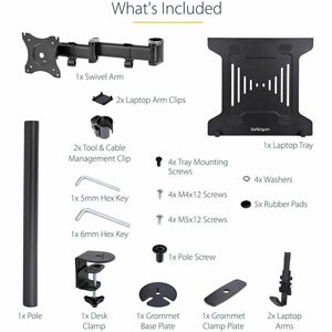 StarTech.com Desk Mount for Monitor, Notebook, Curved Screen Display - Black - Height Adjustable - 1 Display(s) Supported 