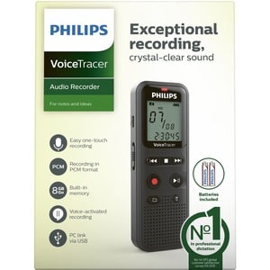 Philips Voice Tracer DVT1160 Voice Recorder 8GB - [Built-in ]Microphone, Speaker - 8 GB Flash Memory - WAV, PCM - High Qua