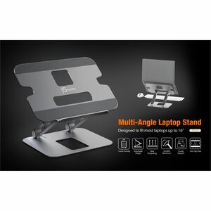j5create JTS127-N Höhenverstellbar Notebook-Ständer - Bildschirmgr�ße: Bis zu 40,6 cm (16 Zoll) - 4 kg TragfähigkeitDispla