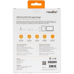 Rocstor 100W Smart USB-C Laptop Power Adapter Charger - Compatible and perfect fit for Dell™,HP®,Lenovo®,Microsoft® Surfac