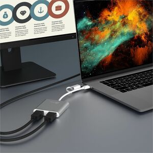 j5create JCA365-N A/V Adapter - 1 - 1 x USB 3.1 Type C - Male, 1 x USB Type C - Female, 1 x USB Type A - Male - 2 x HDMI 2