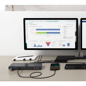 Dicota USB-Typ C Docking Station für Monitor, Smartphone, Tablet, Notebook - 65 W - Schwarz - Tragbar - 2 Unterstützte Dis