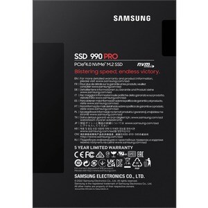 SSD Interne Samsung 990 PRO 2To - MZ-V9P4T0BW - M.2 - PCIe 4.0 - vitesse de lecture jusqu'à 7450 Mo/s - gestion thermique 
