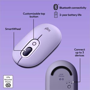 Logitech POP Mouse, Wireless Mouse with Customizable Emojis, SilentTouch Technology, Precision/Speed Scroll, Cosmos - Wire