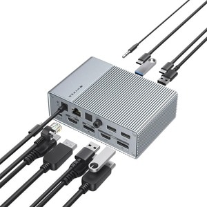 Targus HyperDrive HDG215-EU USB-Typ C Docking Station für Notebook, Tablet-PC, Desktop-PC - Silber - 3 Unterstützte Displa
