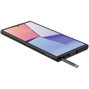 Spigen Liquid Air Case for Samsung Galaxy S23 Ultra Smartphone - Geometric Design - Matte Black - Drop Resistant, Anti-sli