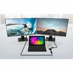 j5create Estação de ancoragem para Monitor, Notebook - Prata - 2 Displays suportados - 2K - 2048 x 1152 - 1 x USB 2.0 - 2 