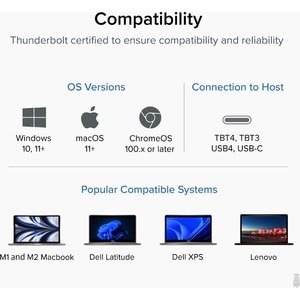 Plugable Thunderbolt 4 Cable with 240W Charging, Thunderbolt Certified, 3.3 Feet (1M),1x 8K Display, 40 Gbps - Compatible 