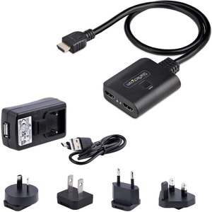 StarTech.com 2-Port HDMI Splitter, 4K 60Hz HDMI 2.0 Video, 4K HDMI Splitter 1 In 2 Out, 1x2 HDMI Display/Output Splitter, 
