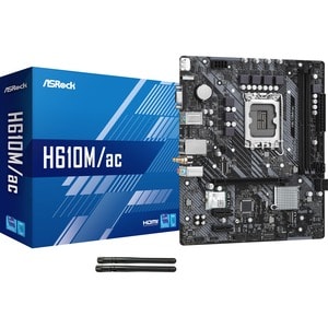 ASRock H610M/ac Desktop Motherboard - Intel H610 Chipset - Socket LGA-1700 - Micro ATX - 64 GB DDR4 SDRAM Maximum RAM - DD