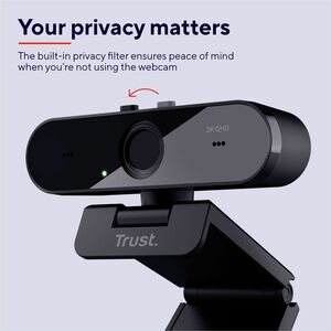 Trust TW-250 - Webcam - 30 fps - Schwarz - USB 2.0 - 2560 x 1440 Pixel Videoauflösung - 2K - Autofokus - 92° Angle - Tisch