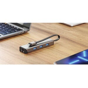 Alogic USB/Ethernet Combo Hub - USB 3.2 Gen 1 (3.1 Gen 1) Type-C - Portable - Space Gray - 3 Total USB Port(s)1 Network (R