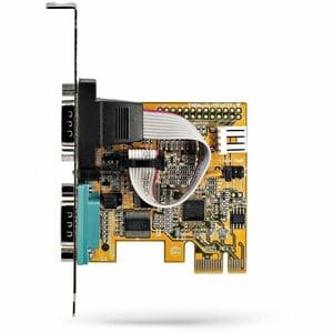 StarTech.com 2-Port PCI Express Serial Card, Dual Port PCIe to RS232 (DB9) Serial Card, 16C1050 UART, COM Retention, Windo