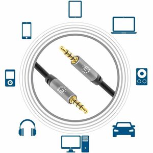 Cable Audio Estereo 5.0mm M-M 5.0M Negro/A - Cable for Dispositivo de audio, Auricular, Altavoz, Smartphone, Portátil, Tab