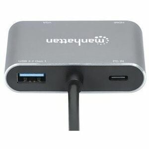 Docking USB-C 4 ptos, HDMI/VGA, USB-A/USB - 2 Displays Supported - 4K, Full HD - 3840 x 2160, 1920 x 1080 - 3 x puertos US