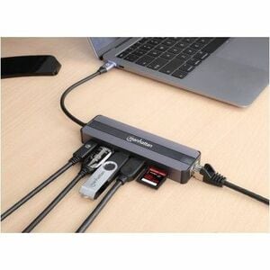 Docking USB-C 7 ptos, HDMI, Red, USB-C PD - 4K - 3840 x 2160 - 4 x puertos USB - 2 x USB Type-A Ports - USB Tipo-A - 2 x U
