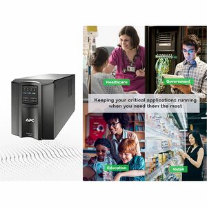 APC Smart-UPS, Line Interactive, 1500VA, Tower, 120V, 8x NEMA 5-15R outlets, SmartConnect Port+Network Card, AVR, LCD - To