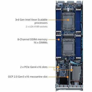 Gigabyte H262-NO0 Barebone System - 2U Rack-mountable - Socket LGA-4189 - 2 x Processor Support - Intel C621A Chip - 256 G