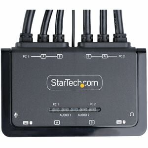 StarTech.com KVM Switch DisplayPort a 2 porte per doppio monitor 4K 60Hz, KVM con cavi USB-A/DisplayPort/Audio da 1,5 m, a