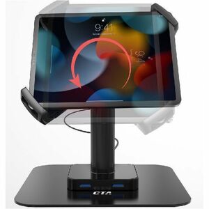 CTA Digital Security Desk Mount with USB Ports and Cable Routing for 7.9-12.5 Tablets (Black) - 7.90" to 12.90" Screen Sup