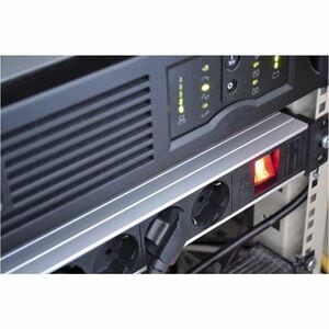 Alu-Line 19" Power Strip 9-way (Extension Lead made of high-quality aluminium with 2m cable) - Right-angled Connector - 9 