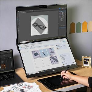 Mobile Pixels Geminos T 24" Dual-Stacked 1080p Monitors with Multi-Touch and Webcam - 23.8" Viewable - Multi-touch Screen 
