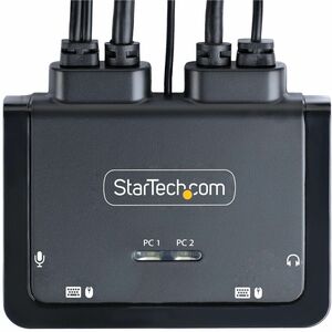 StarTech.com 2-Port USB-C Cable KVM Switch, 4K 60Hz DisplayPort Output, Compact KVM with 4ft/1.2m Integrated Host Cables, 
