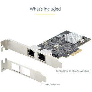 StarTech.com 2-Port 2.5G NBASE-T PCIe Network Card, Computer Network Card Interface, Intel® I225-V, Dual-Port Ethernet, Mu